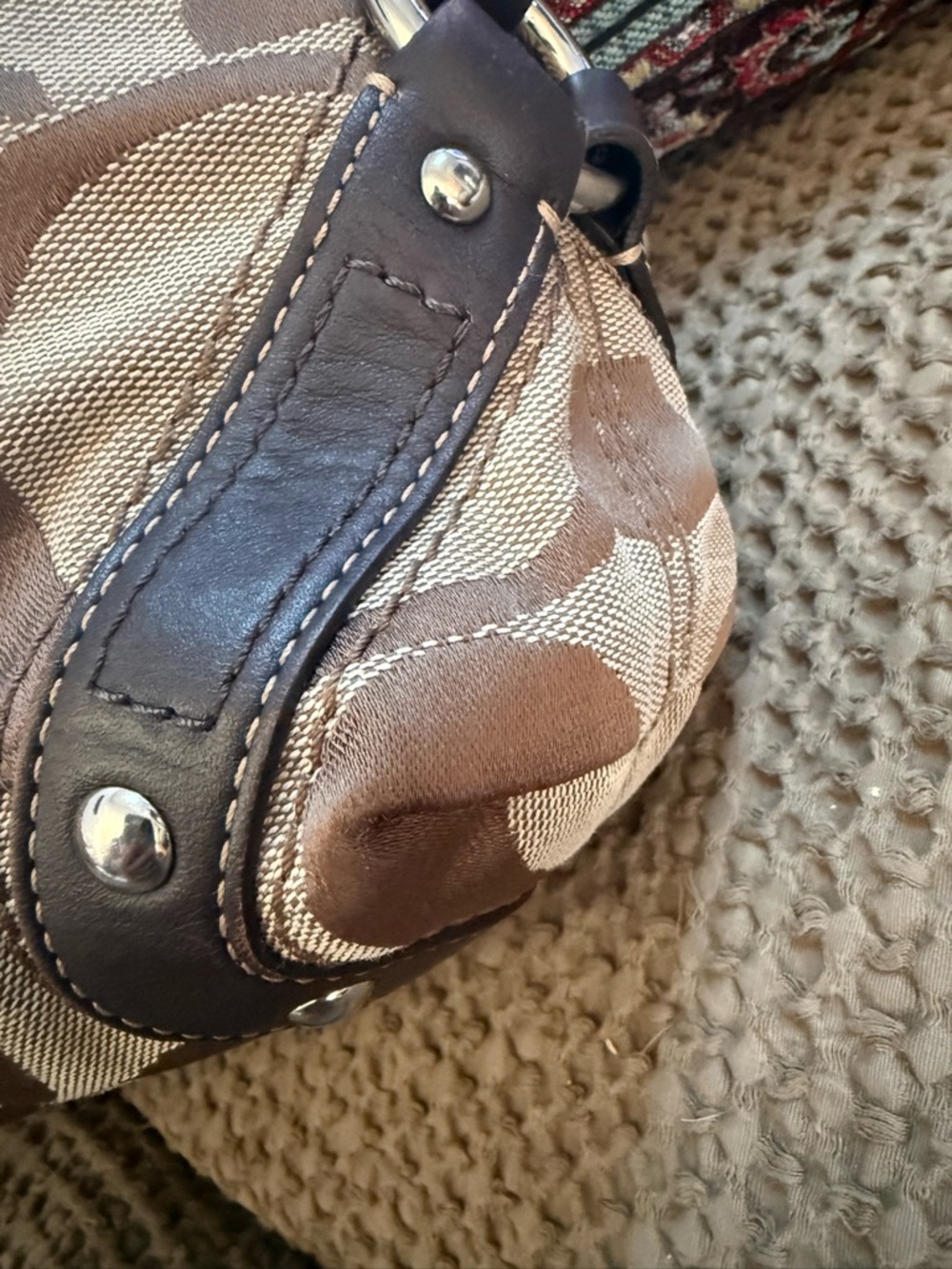 Coach Brown/Tan Signature Canvas Shoulder Bag - Picture 2 of 9